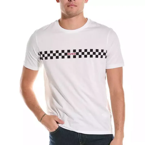 Remera Blanca con logotipo mosaicos Hugo Boss